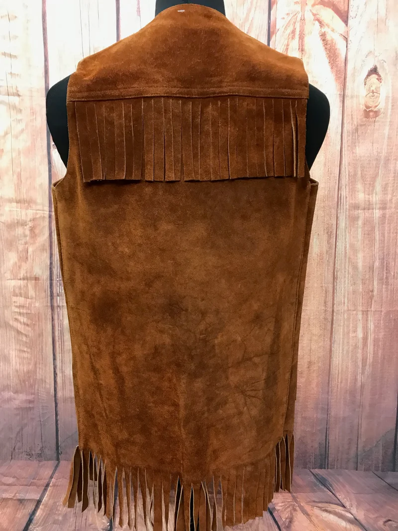 Herren Lederweste Fransenweste Vintage