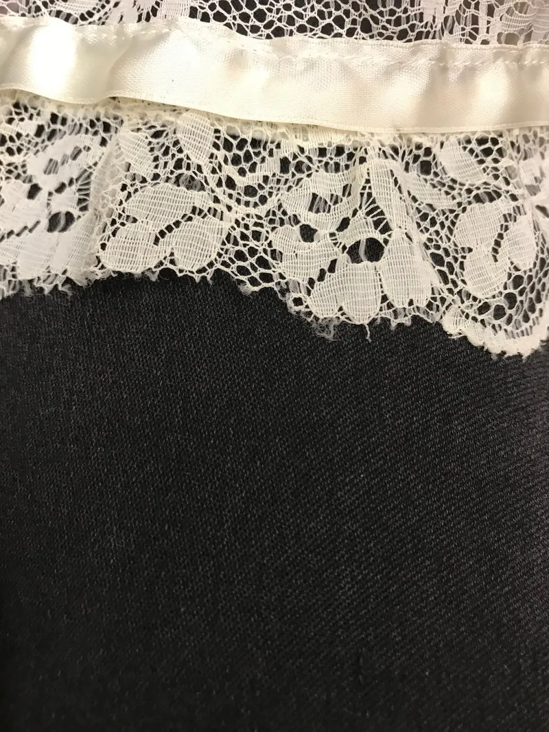 Vintage 70er Jahre Maxikleid Spitze creme Gr. 36