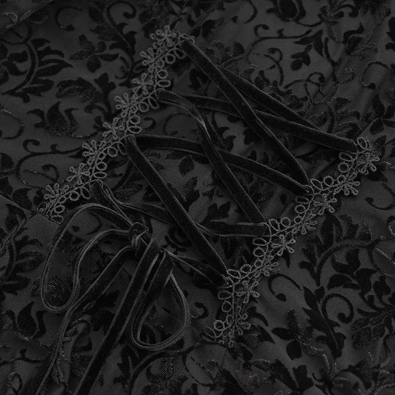 Gothic-Partykleid aus Samt mit schulterfreiem Kordelzug für Damen