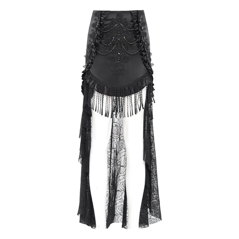 Gothic Rose Mesh Splice High/Low-Rock für Damen