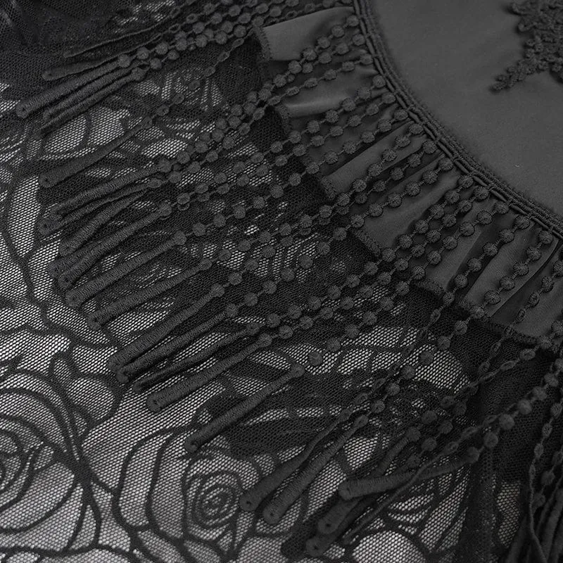 Gothic Rose Mesh Splice High/Low-Rock für Damen