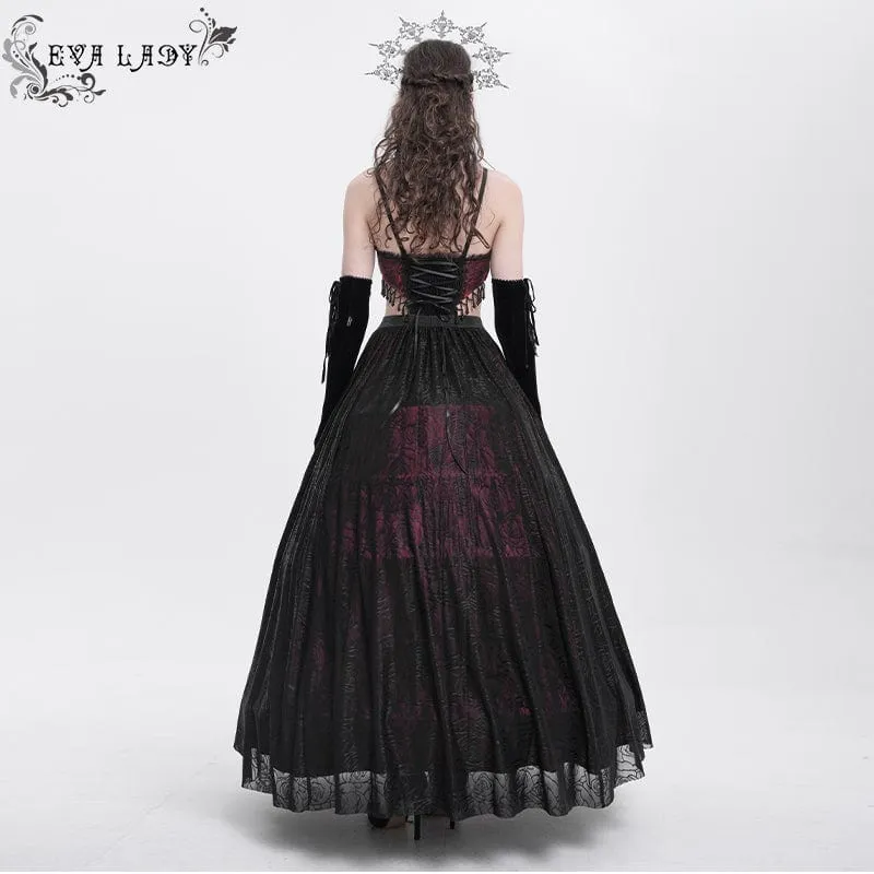 Rotes, gotisches Partykleid mit Cut-outs, Blumenstickerei und Brautkleid