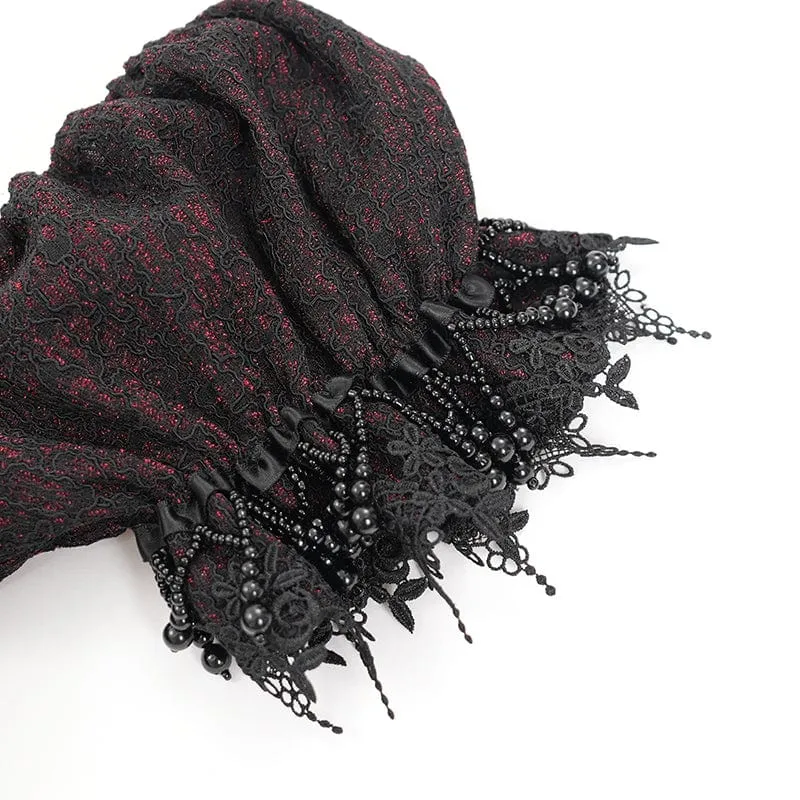 Schwarzes Gothic-Abendkleid mit schulterfreiem Spitzeneinsatz für Damen, auch als Hochzeitskleid geeignet.