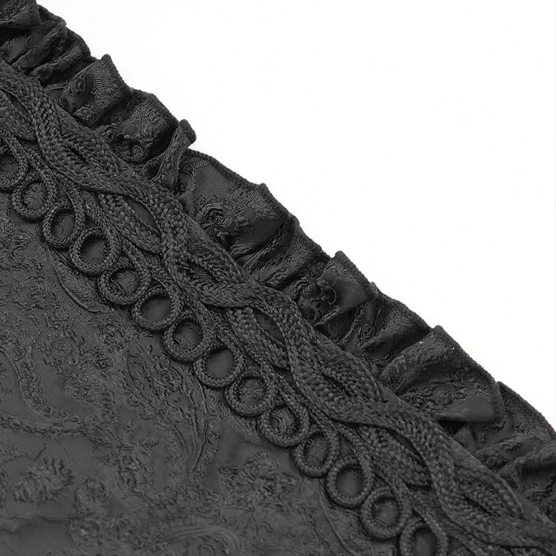 Gothic-Mantel mit Stehkragen und Rüschen für Damen mit Kapuze