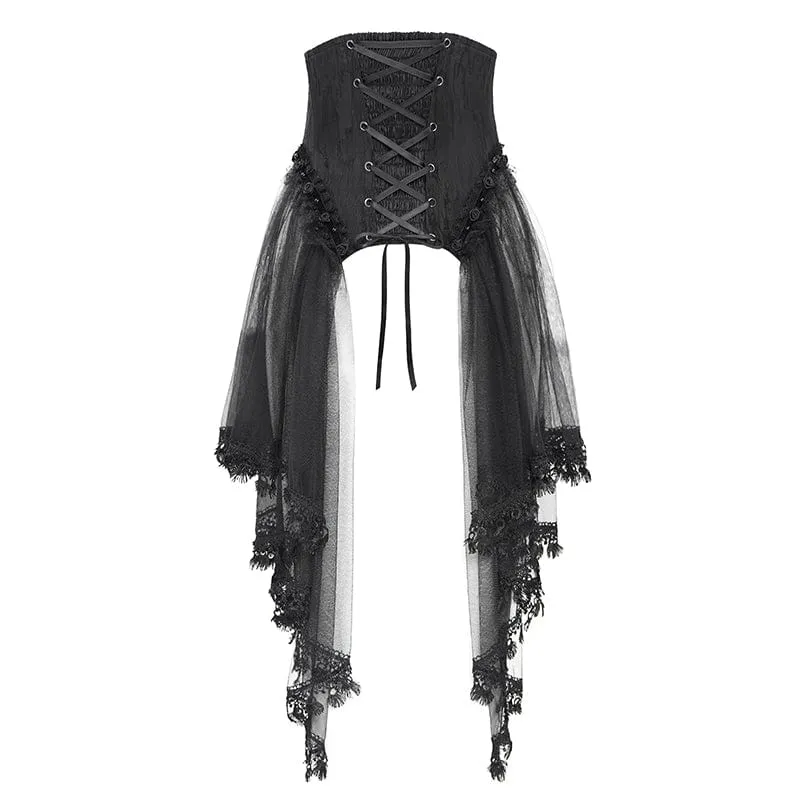 Gothic-Unterbrustkorsett mit Perlenbesatz und Netzstoff für Damen