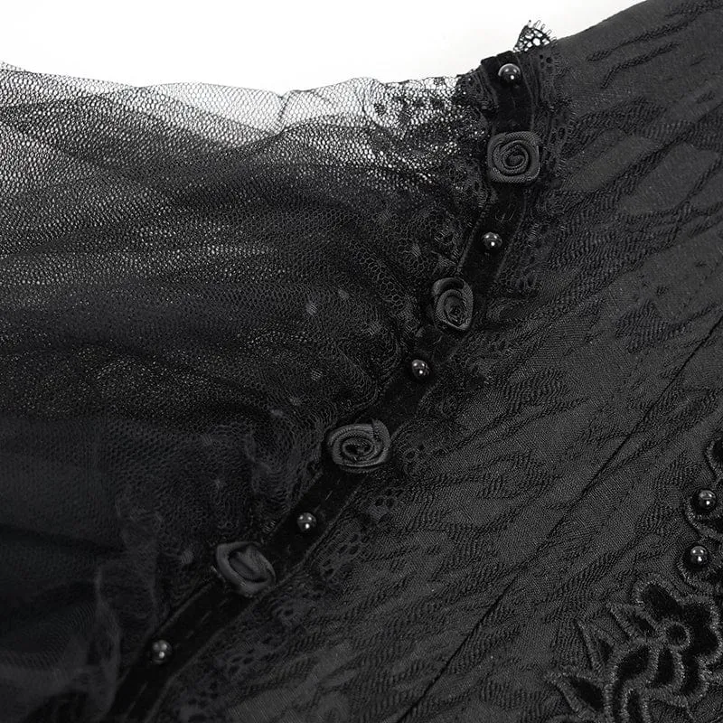 Gothic-Unterbrustkorsett mit Perlenbesatz und Netzstoff für Damen