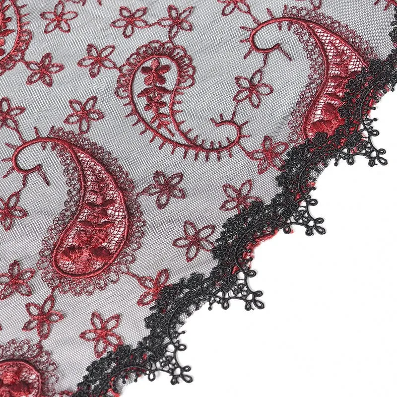Gothic-Kopfbedeckung aus Netzstoff mit Rosenperlen für Damen