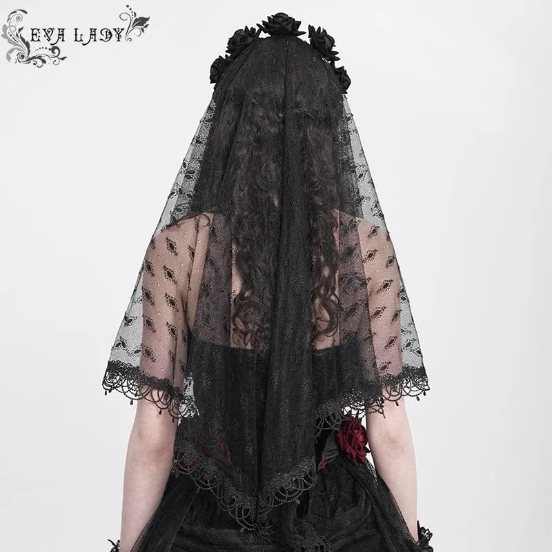Gothic-Kopfbedeckung mit Rosenquaste und Spitze für Damen
