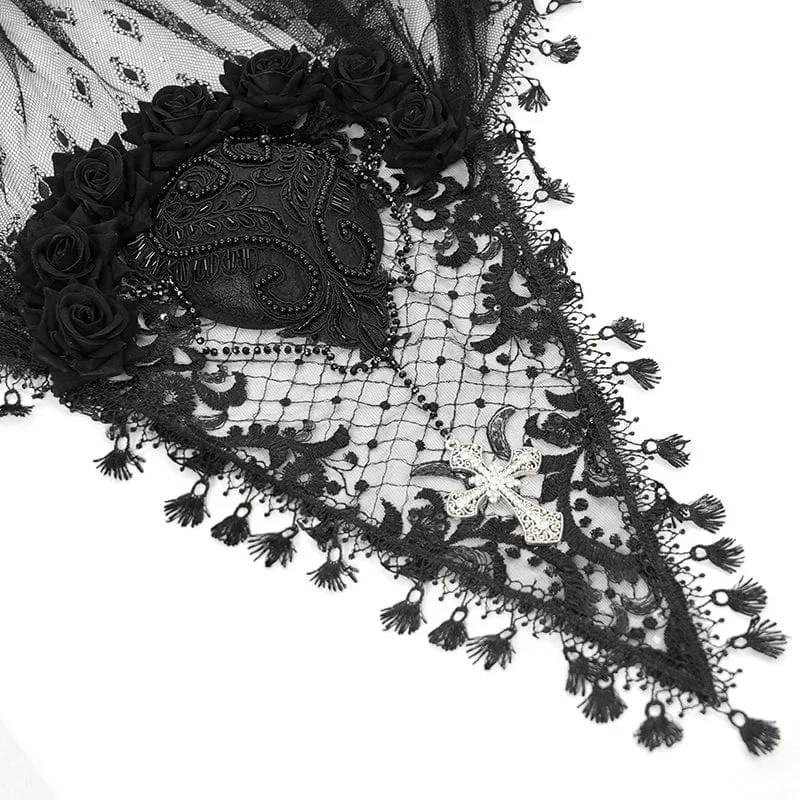 Gothic-Kopfbedeckung mit Rosenquaste und Spitze für Damen