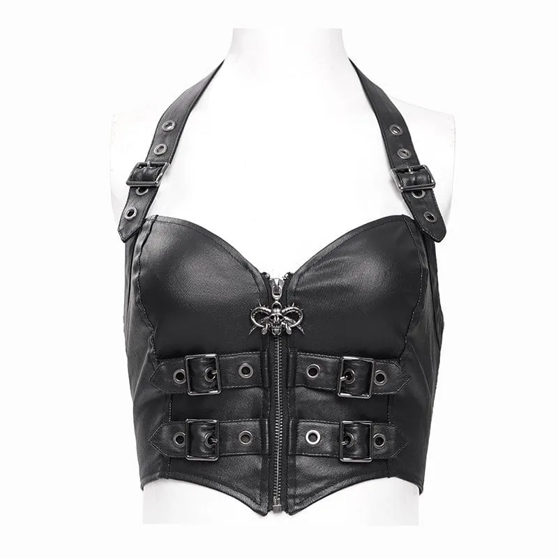 Überbrustkorsett mit Punk-Schnalle für Damen mit Neckholder