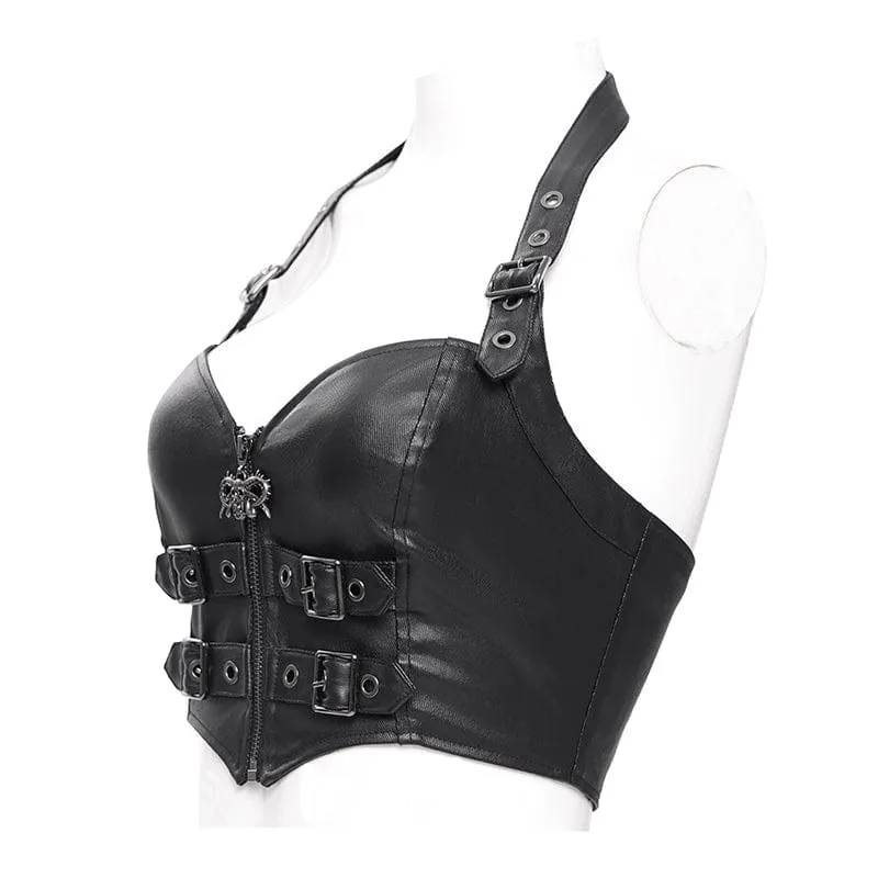 Überbrustkorsett mit Punk-Schnalle für Damen mit Neckholder