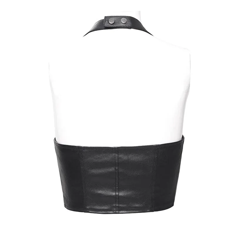 Überbrustkorsett mit Punk-Schnalle für Damen mit Neckholder
