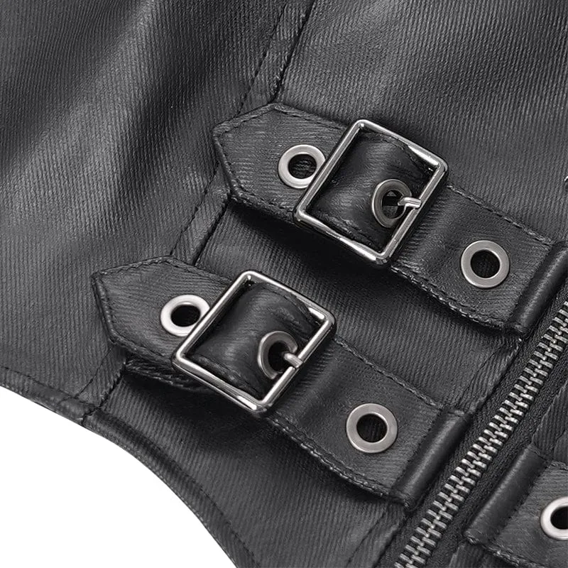 Überbrustkorsett mit Punk-Schnalle für Damen mit Neckholder