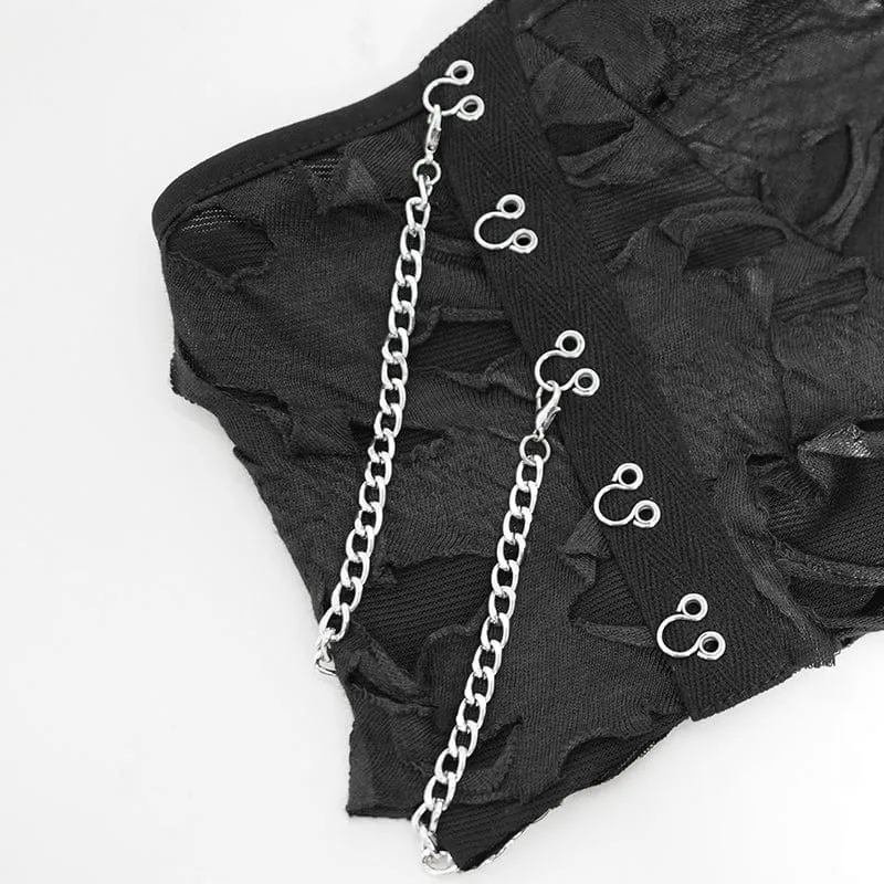 Punk Off-Shoulder Ripped Shirt für Damen