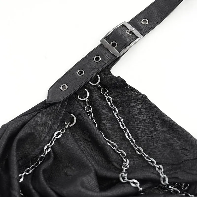 Punk-Tanktop mit Wasserfallausschnitt und zerrissener Kette für Damen