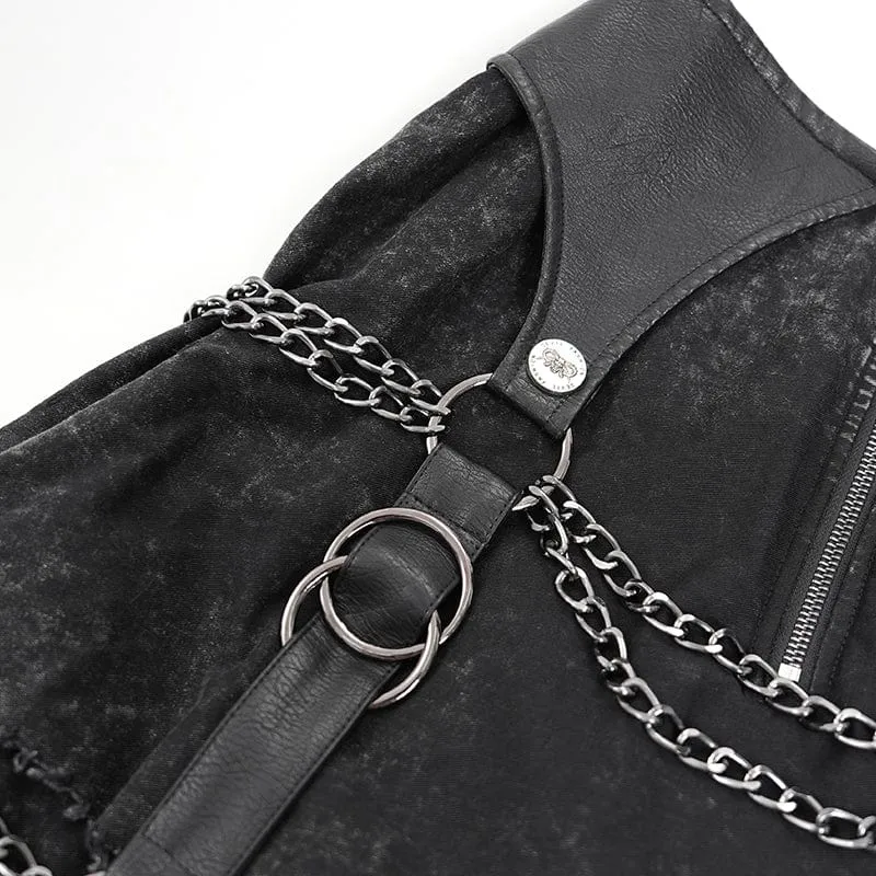 Damen Punk Distressed Lagenrock mit Schnürung