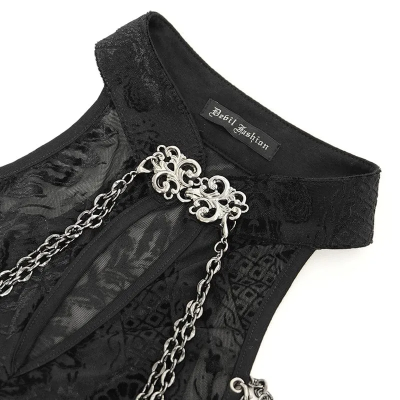 Damen Gothic Cheongsam Kragen Seitenschlitz Neckholder Ballkleid