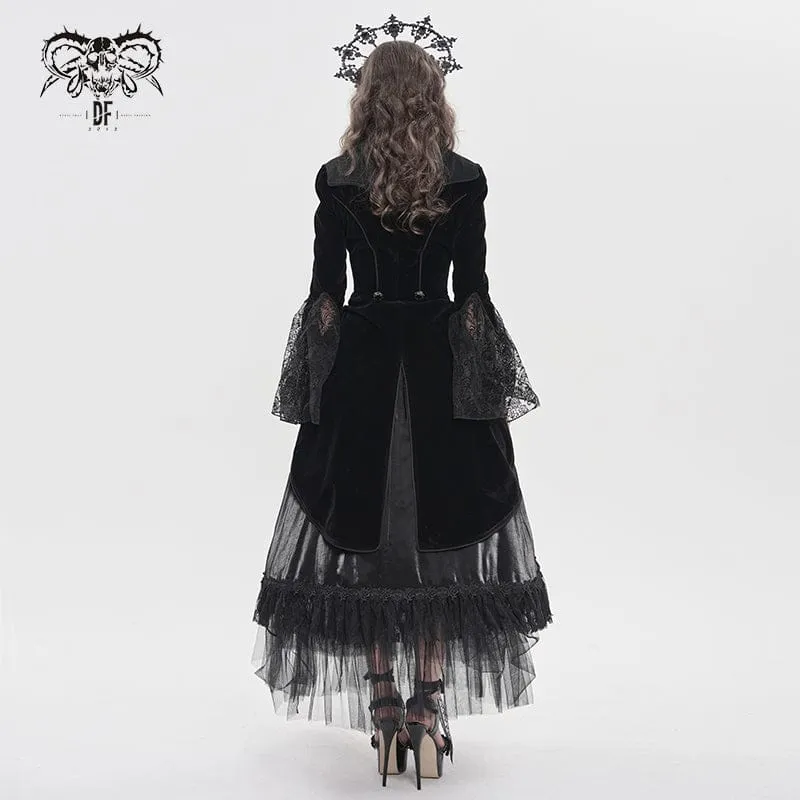 Gothic-Damenjacke mit Fledermauskragen, doppelreihigem Reißverschluss und Reißverschluss