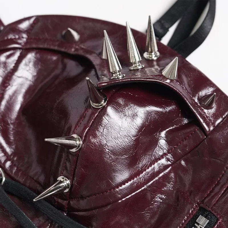 Damen-Punk-Korsett mit Nieten, Reißverschluss und Schnürung, rot