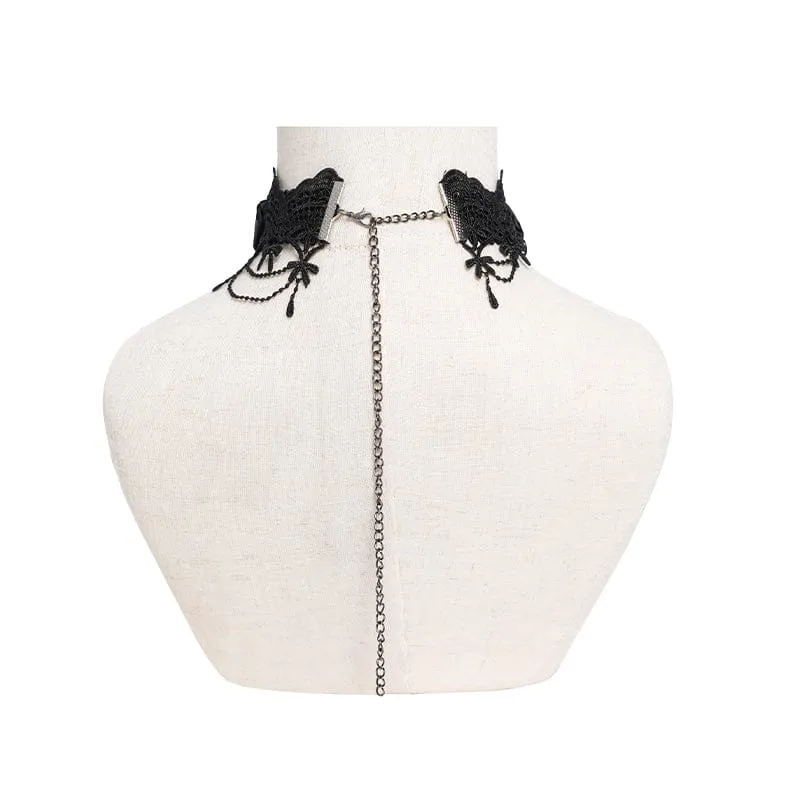 Gothic-Choker mit Spinnenkreuz und Perlen für Damen