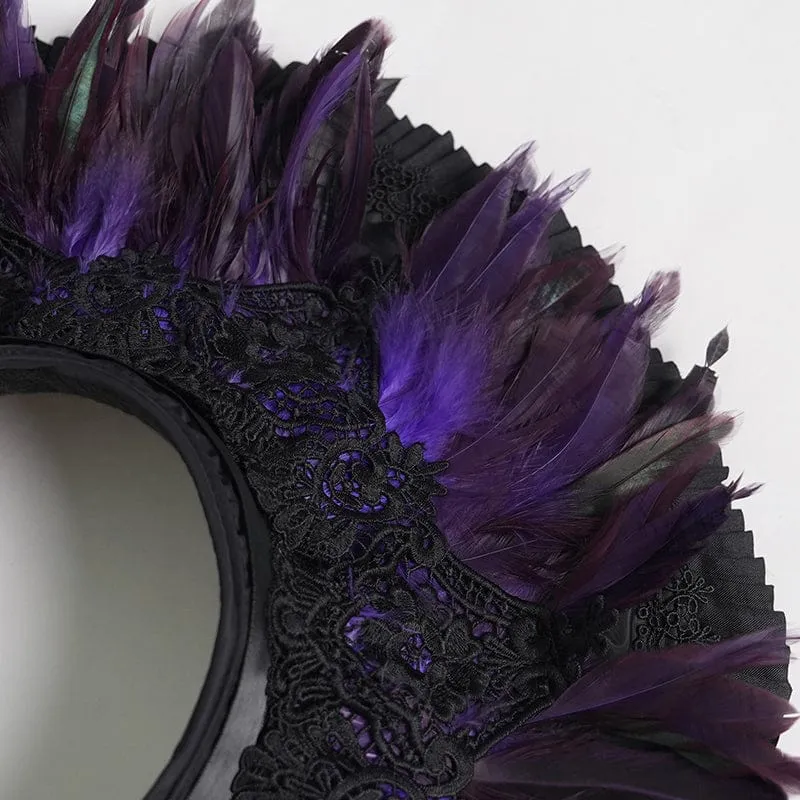 Gothic-Damenhut mit Federaufkleber