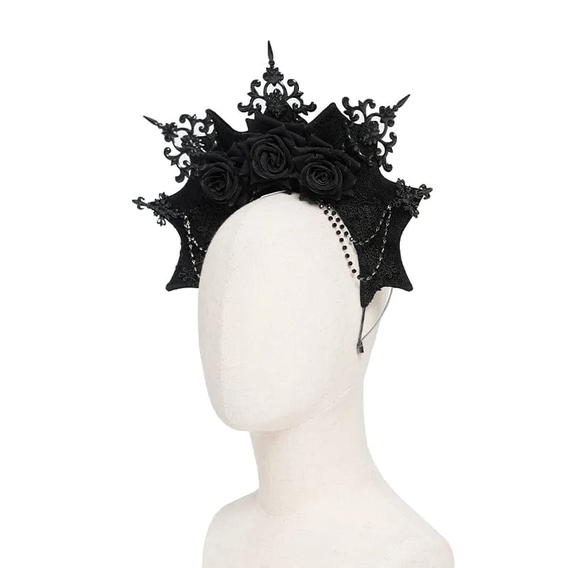Gothic-Kopfschmuck für Damen mit Rosenmotiv, Stacheln und Perlen