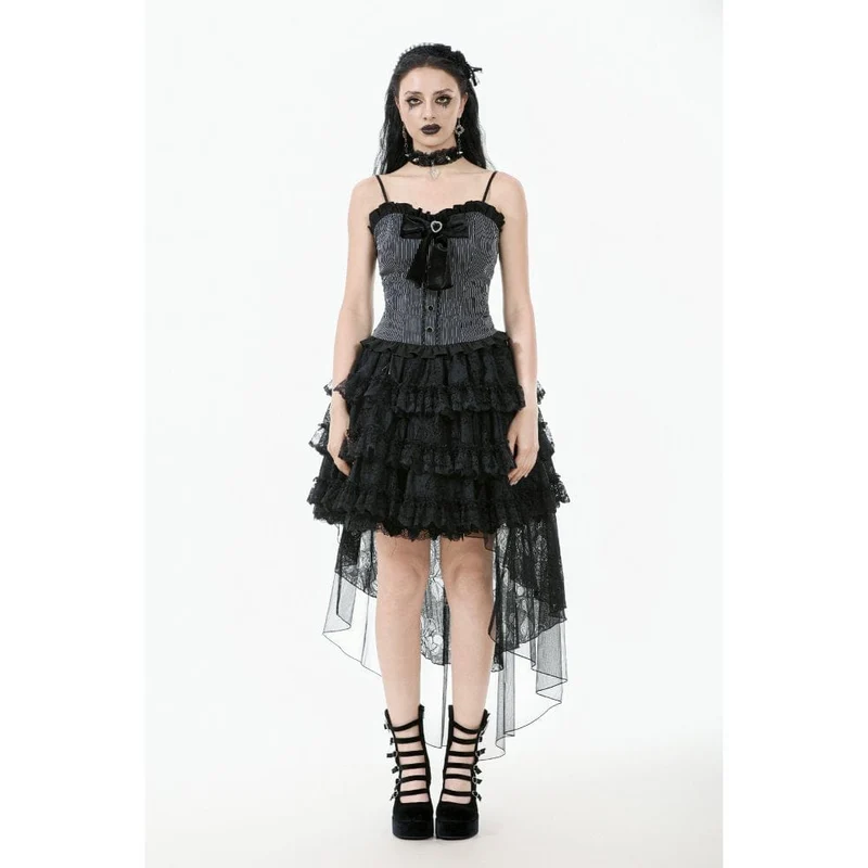 Gothic-Mehrschicht-High/Low-Spitzenrock für Damen