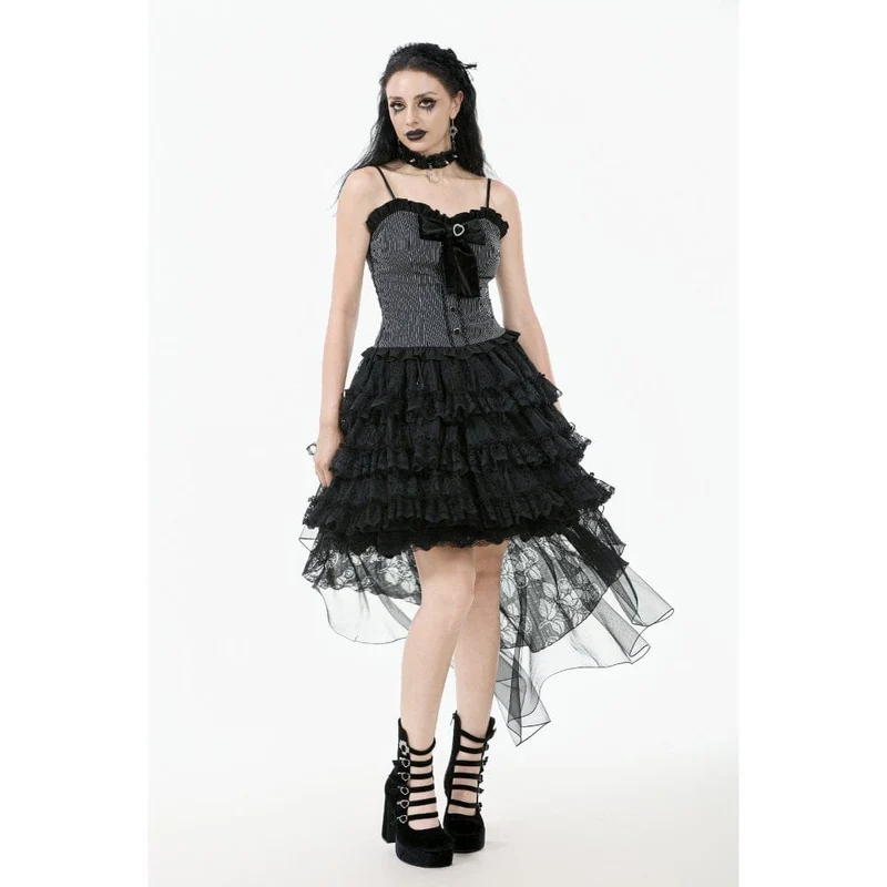 Gothic-Mehrschicht-High/Low-Spitzenrock für Damen