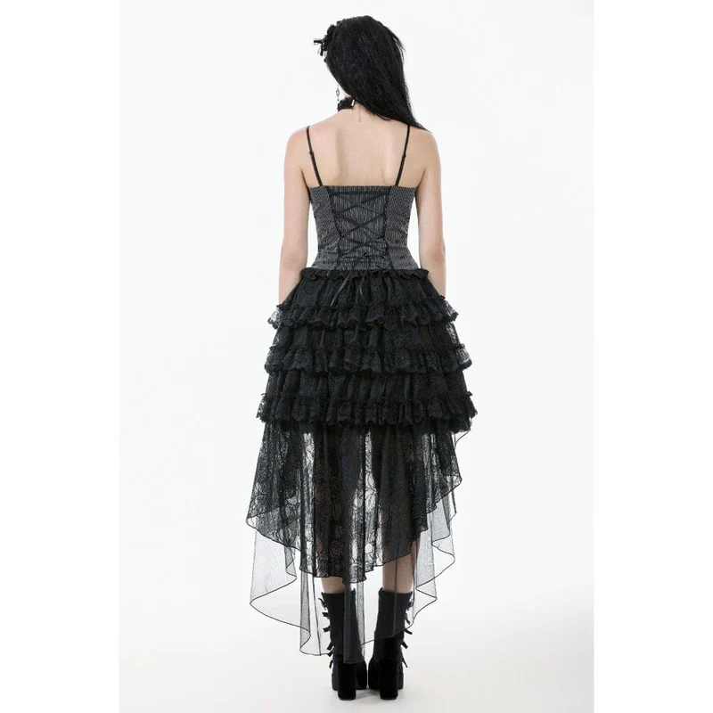 Gothic-Mehrschicht-High/Low-Spitzenrock für Damen