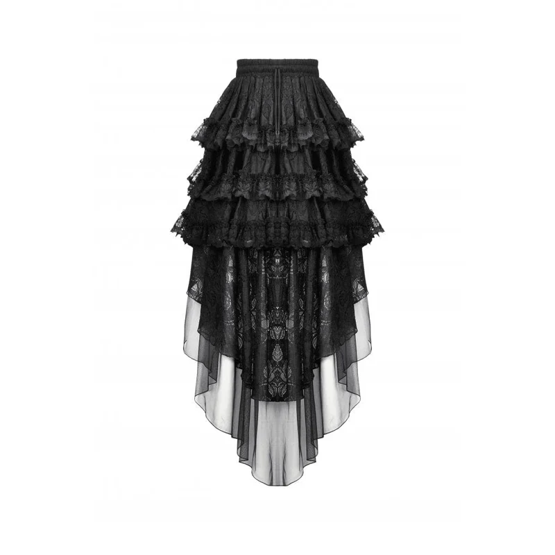 Gothic-Mehrschicht-High/Low-Spitzenrock für Damen