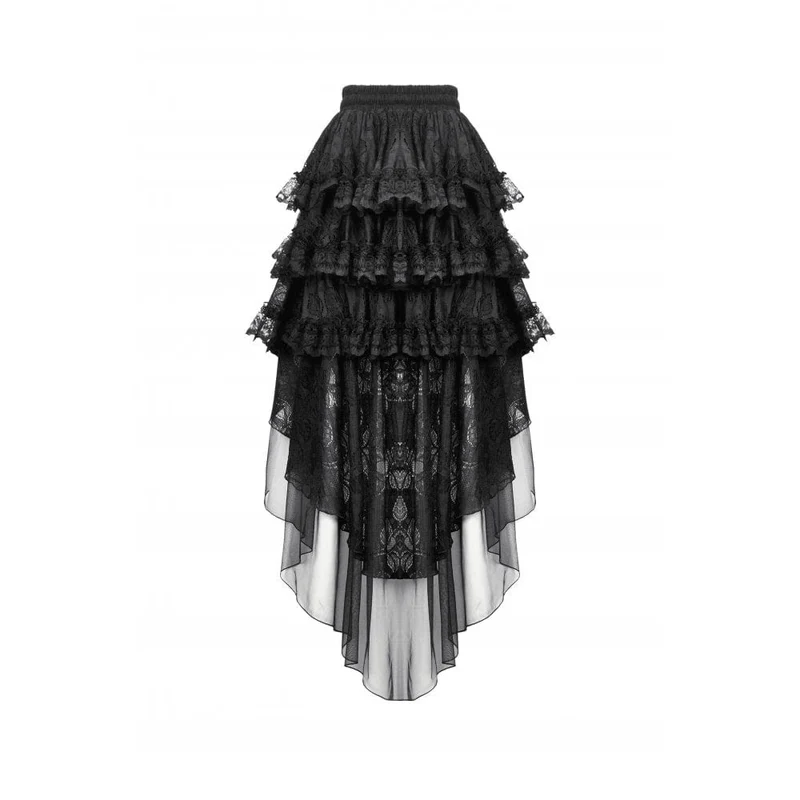 Gothic-Mehrschicht-High/Low-Spitzenrock für Damen