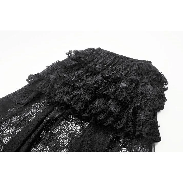 Gothic-Mehrschicht-High/Low-Spitzenrock für Damen