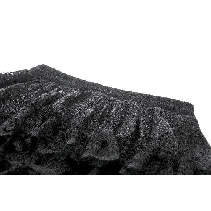 Gothic-Mehrschicht-High/Low-Spitzenrock für Damen