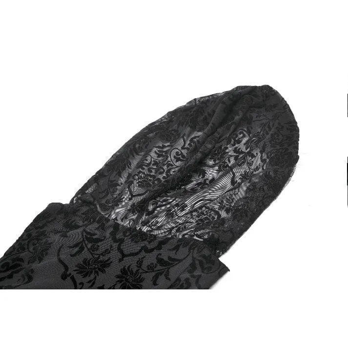 Gothic-Maxikleid mit schulterfreiem, ausgestelltem Ärmel und Kapuze für Damen, Schwarz