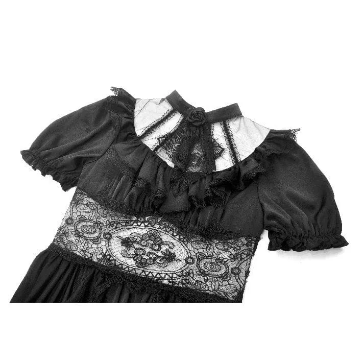 Gothic-Chiffonkleid für Damen mit Puffärmeln, asymmetrischem Saum und mehreren Lagen – Hochzeitskleid
