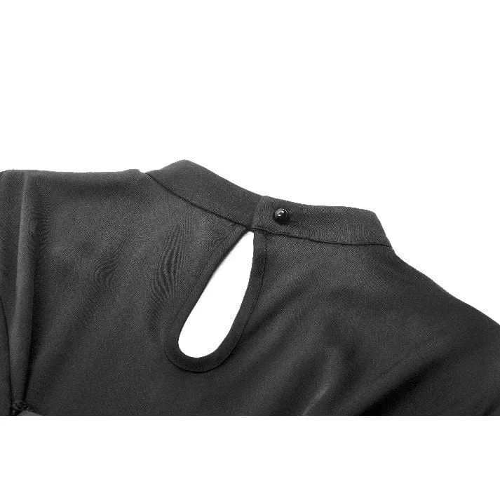 Gothic-Chiffonkleid für Damen mit Puffärmeln, asymmetrischem Saum und mehreren Lagen – Hochzeitskleid