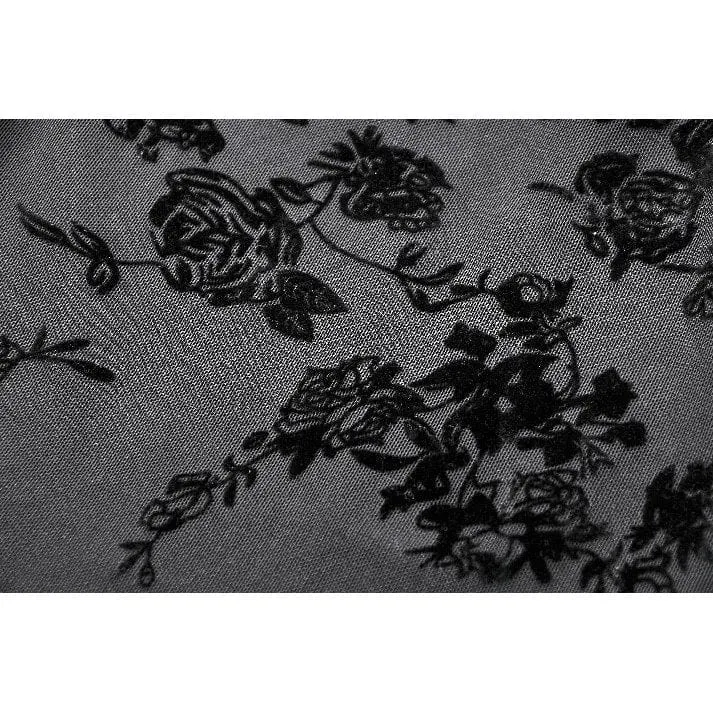 Gothic-Kleid mit besticktem Blumenmuster und quadratischem Kragen für Damen