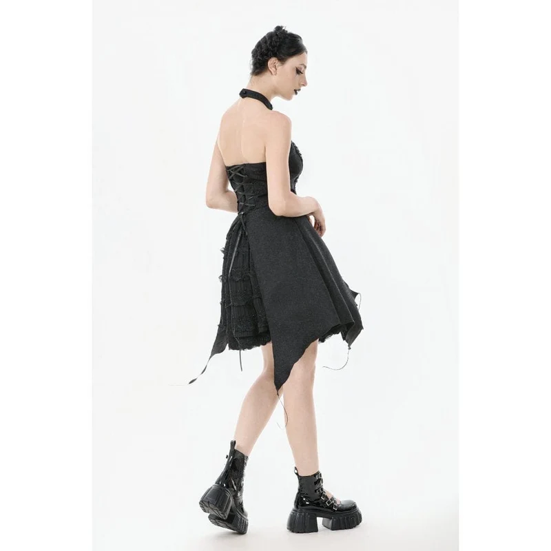Gothic-Spitzenkleid mit Neckholder für Damen, ideal für Partys und Abschlussfeiern