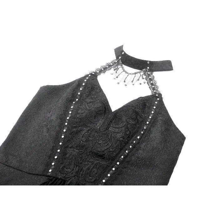 Gothic-Spitzenkleid mit Neckholder für Damen, ideal für Partys und Abschlussfeiern