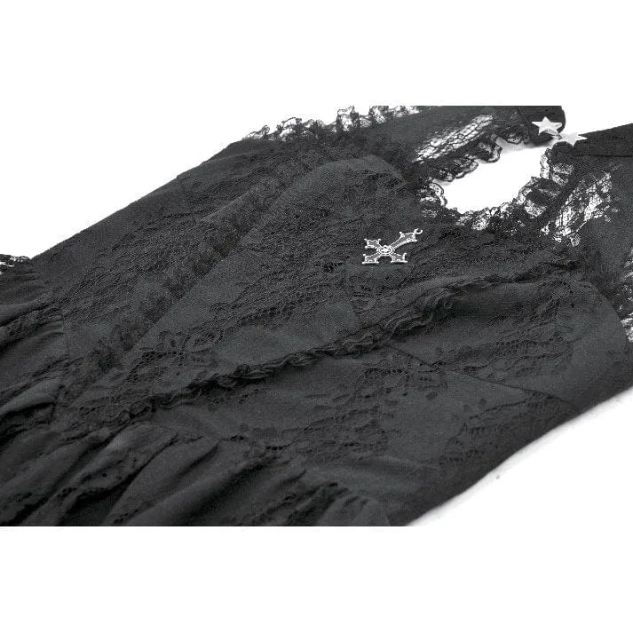 Gothic Neckholder-Kurzkleid aus Spitze für Damen