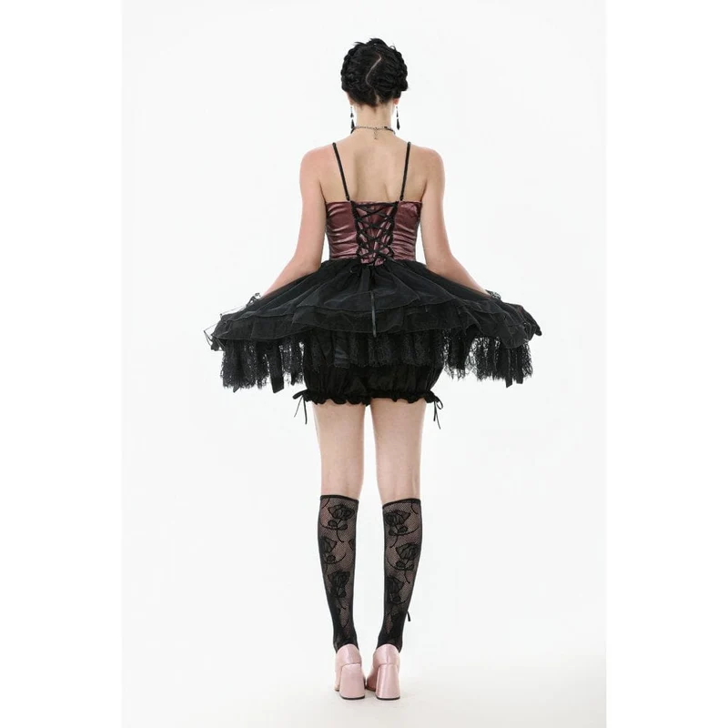 Gothic-Satin-Mehrlagen-Slipkleid für Damen, Abschlusskleid