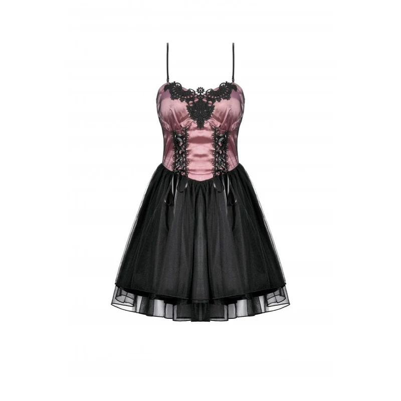 Gothic-Satin-Mehrlagen-Slipkleid für Damen, Abschlusskleid