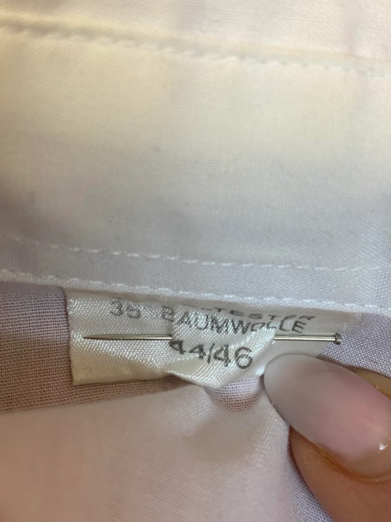 Vintage Bluse mit Spitzenbesatz, Weiß – Größe 46