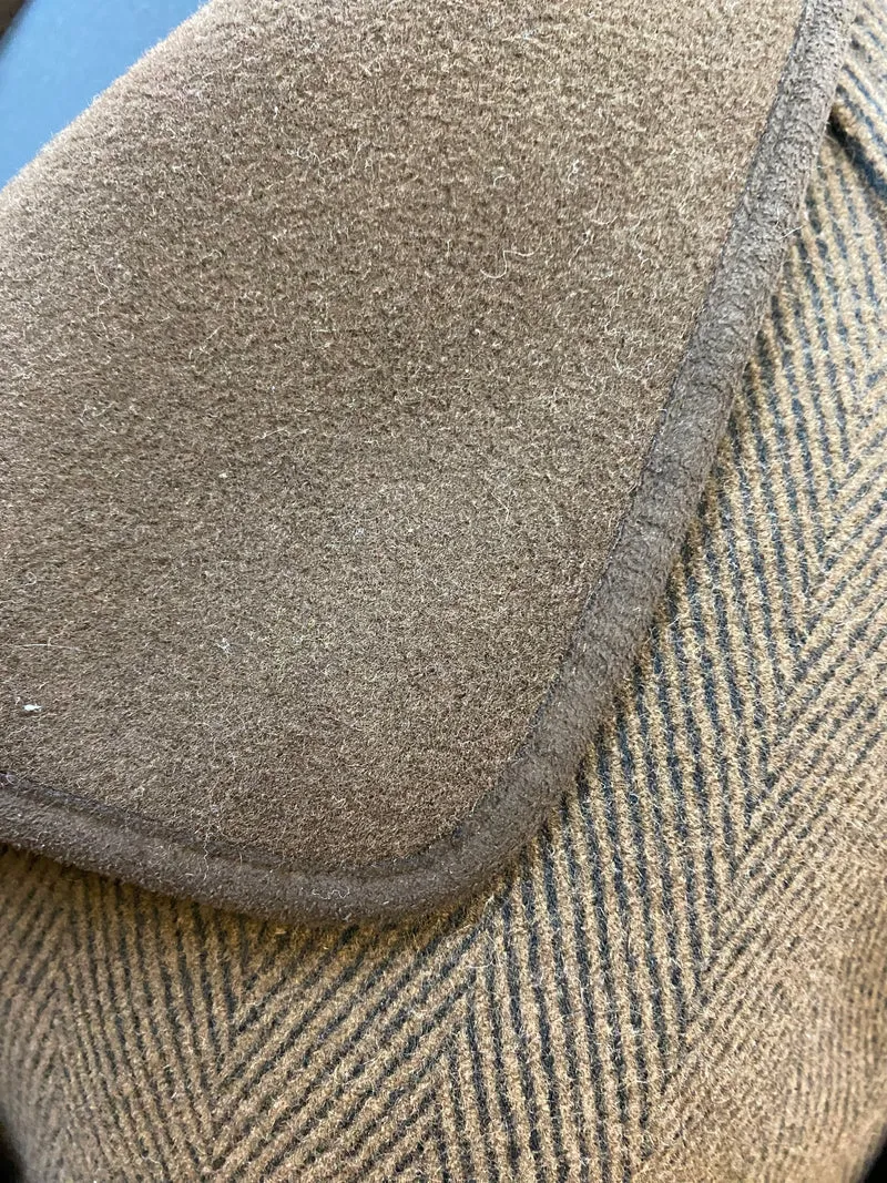 Vintage Damenmantel aus Schurwolle und Angora, Braun – Größe 50