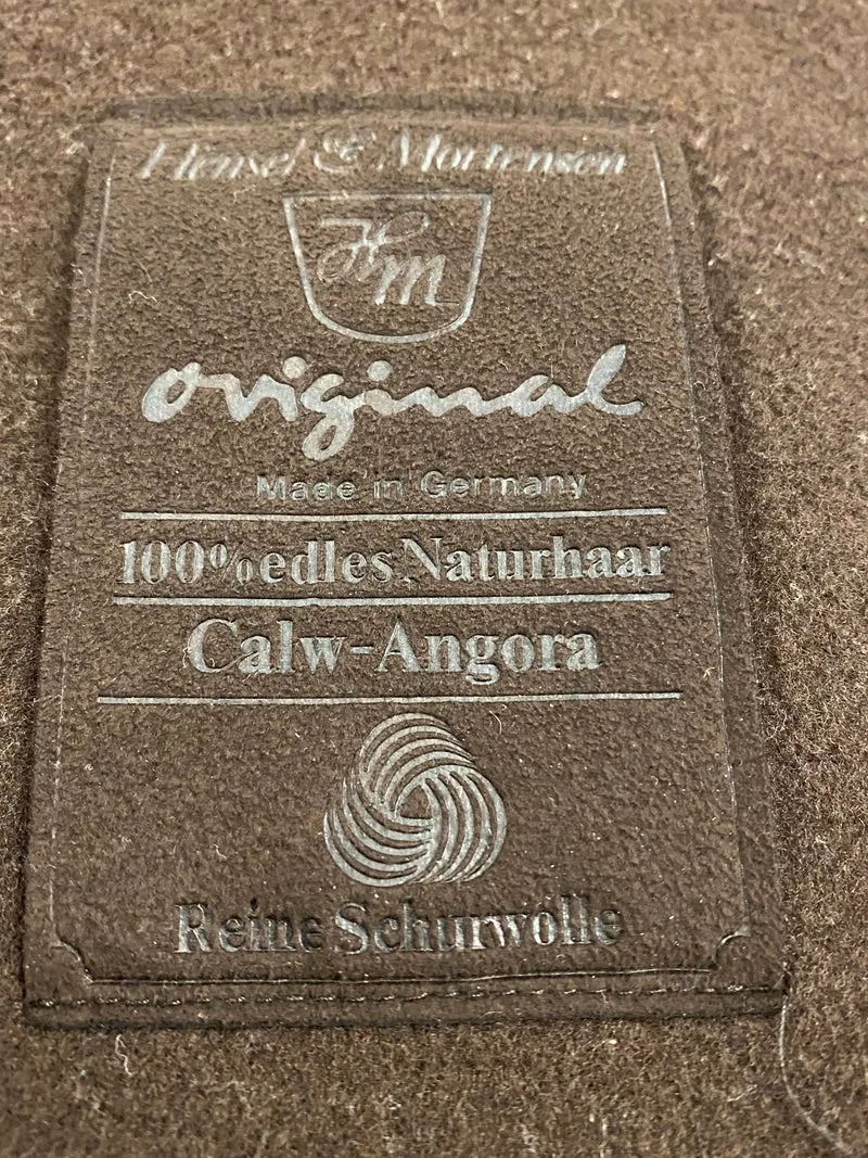 Vintage Damenmantel aus Schurwolle und Angora, Braun – Größe 50