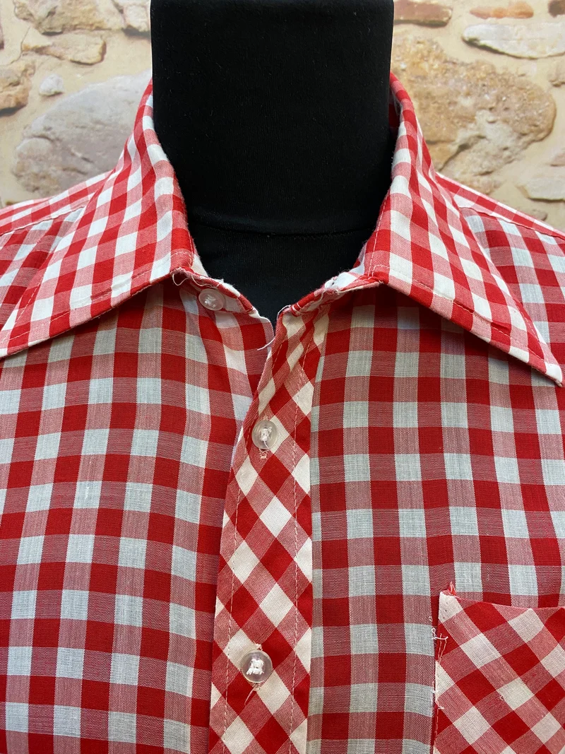 Klassisches Rot-Weiß Karohemd – Vintage Gr.44