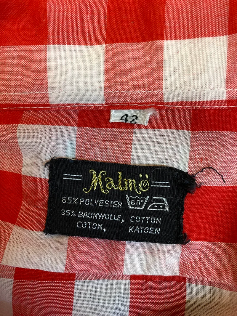 Vintage-Hemd - kariert – Rot-Weiß, Gr.42