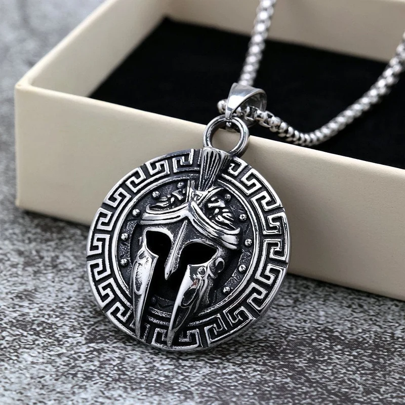 Punk Meander Spartan Helmet Halskette für Herren