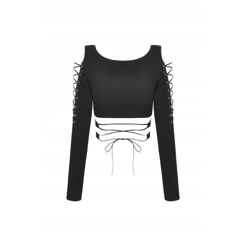 Damen Punk Strappy Bat Unregelmäßiges bauchfreies Oberteil