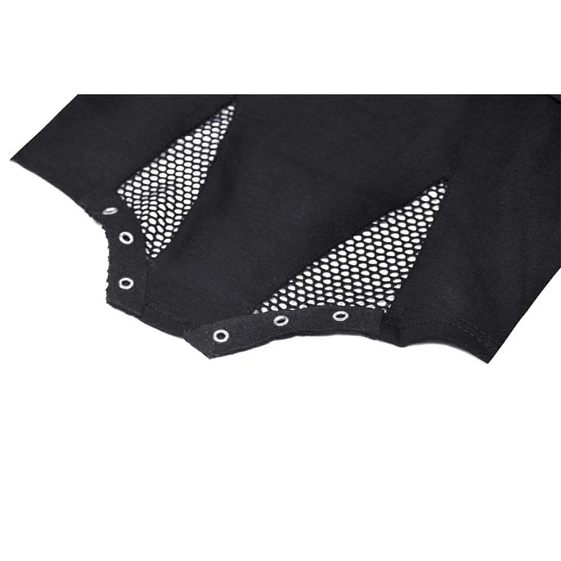 Damen Punk Mesh Splice Neckholder Crop Top